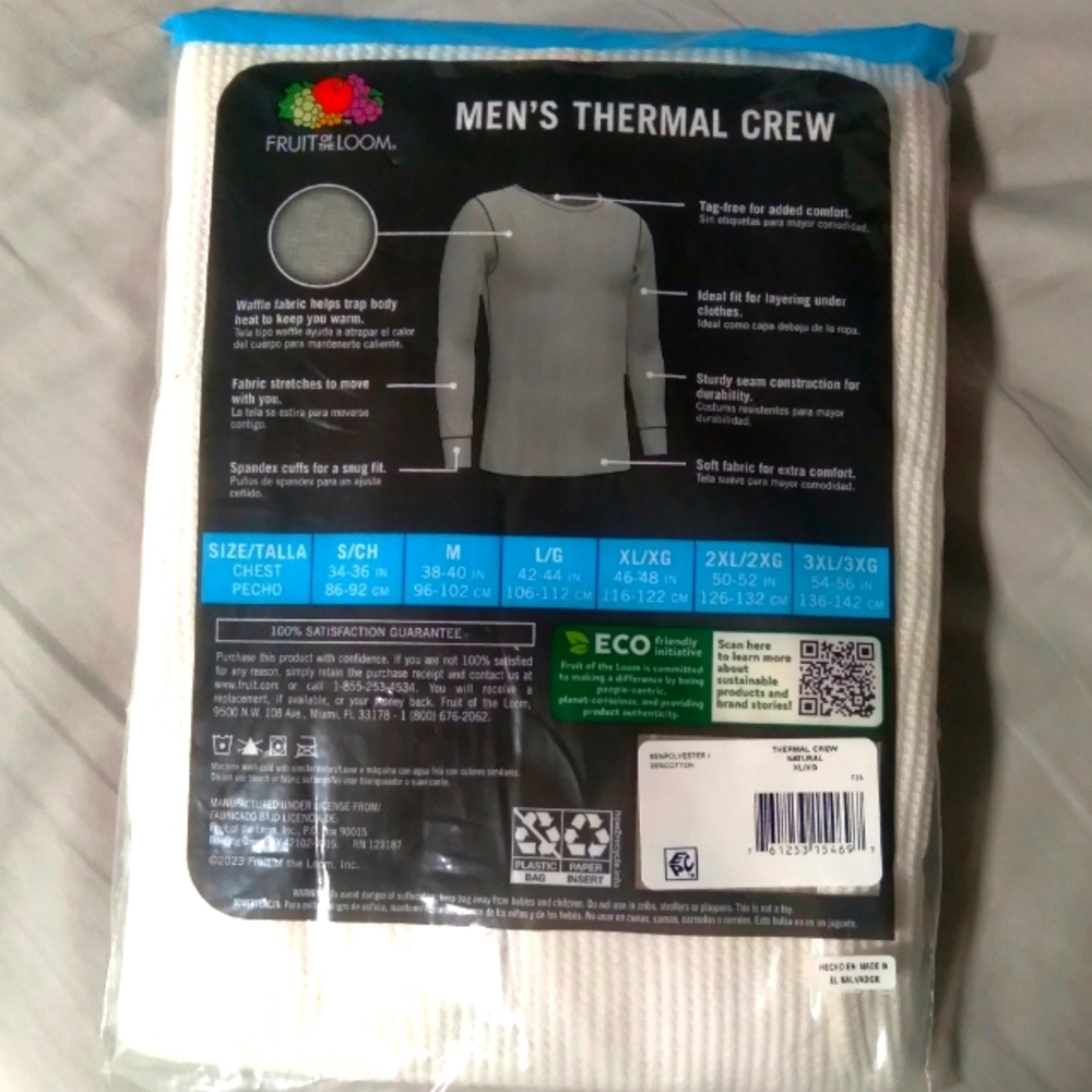 Fruit Of The Loom NEW Men's Thermal Crew - Picture 4 of 7